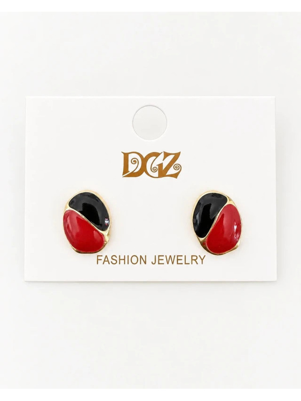 Red Black Gold Tone Stud Earrings Retro Statement Jewelry Bold Chic Gift for her